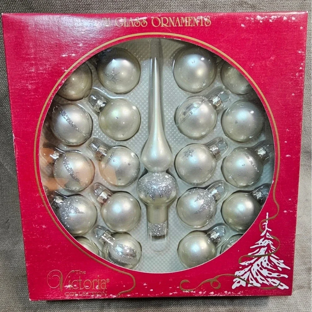 Lot VTG Mini Glass Christmas Ornaments Lot 5 Box Victoria Collection & Bradford